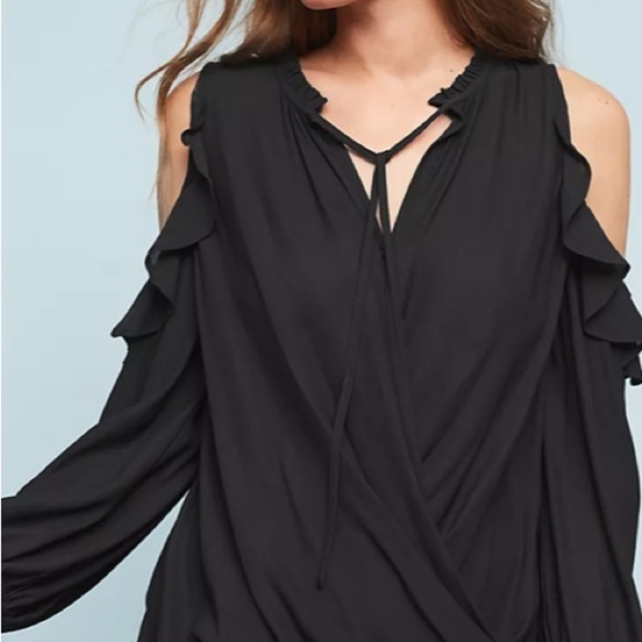 Maeve Black Liesel Ruffled Blouse Size Medium - Picture 1 of 12